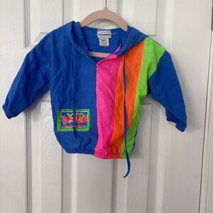 Vintage Carter’s Baby Windbreaker 12M Neon Colorblock 80s/90s Nylon Jacket USA